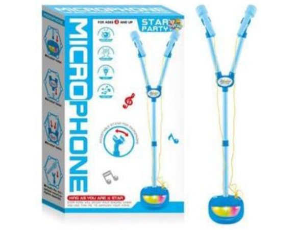 MICROFONEC/ PEDESTAL DUPLO AZUL INFANTIL