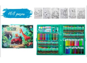 ESTOJÃO ESCOLAR 168 PÇS AVENTURA NA SELVA CR-CR20